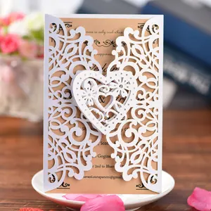 Carte d'invitation de Mariage découpée au Laser, fleurs creuses 3D, carte d'invitation de Mariage personnalisée, carte cadeau de luxe
