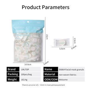 LMLTOP OEM ODM 100ピース/パック圧縮フェイシャルマスクシート不織布DIYフェイスケアツール使い捨てコットンマスクペーパーD0864 - Product Image 2