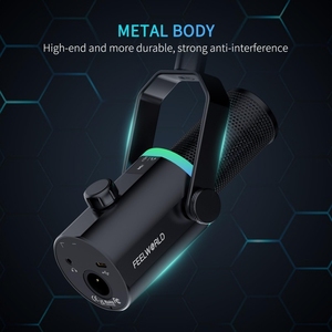 Venta de fábrica FEELWORLD XLR/USB Micrófono dinámico para grabación de podcasting Gaming Transmisión en vivo - Product Image 2