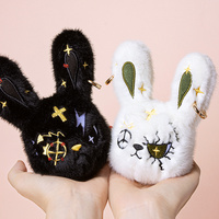 Gantungan Kunci Kelinci Halloween Plush Baru, Hadiah Halloween, Liontin Tas, Kepala Kelinci Kecil Lembut, Mainan Gantungan Kunci