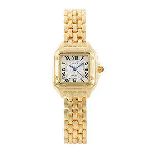 Relojes Reloj de mujer jam tangan mewah jam tangan persegi modis angka Romawi jam Quartz untuk wanita