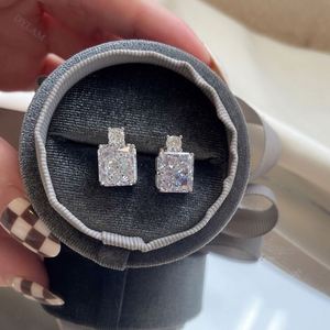 Dylam Rhodium Plated Sterling <b>Silver</b> Ice Cut Lab Diamond Cubic Zirconia Solitaire Main Stone <b>Earrings</b> CZ <b>Stud</b> <b>Earrings</b> - Product Image 2