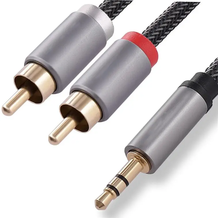 RT Cheap and Good Quality 3.5MM Stereo to 2 RCA Male Y Splitter Aux Audio Cable