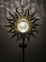 Lampe solaire étanche en métal avec globe en verre craquelé, LED, pour jardin, cour, allée, décoration extérieure