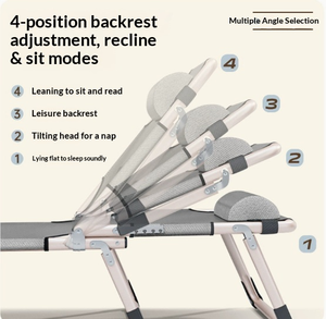 <span class=keywords><strong>Cama</strong></span> de Campaña Plegable y Portátil con Marco Metálico y Material Oxford, Reclinable en 4 Posiciones, para Uso en Exteriores, Campamentos, Parques y Playa - Product Image 3