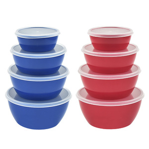 Plastic Salad Bowls 4 Piece <b>Set</b> With Lids Airtight Food Storage For Camping Outdoor Use - Product Image 1