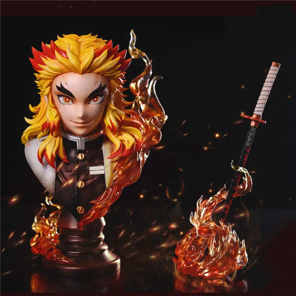 Supplier Japanese Collection 16cm Video Cosplay Rengoku Kyoujurou Toys PVC Demon Slayer Bust Anime Action Figure