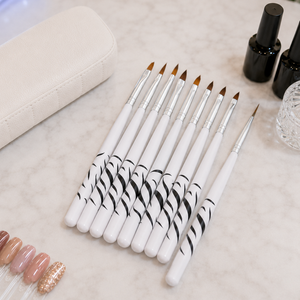 Ensemble de 8 pinceaux à ongles personnalisés à manche zèbre, multifonctionnels, pour la peinture au gel, le liner et les détails, pour débutants et salons de manucure - Product Image 1