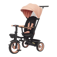 Tricycle pliant pour enfants, 3 roues avec poignée de traction détachable, trotteur de poussette tricycle 7 en 1 pour enfants