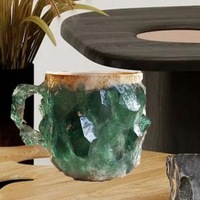 Nouvelles tasses à café en verre cristal multicolores imitant le marbre minéral onyx, tasse de luxe pour un cadeau de Noël élégant
