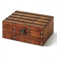 Boîte de rangement en bois avec couvercle à charnières, coffre à souvenirs en bois, coffre à trésors décoratif rétro, grande boîte en bois avec couvercle à charnières