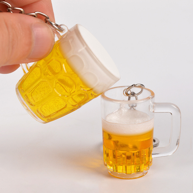 MUCOOS Cute Beer Mug Keychain – Yellow Miniature Beer Glass Keyring, Fun Gift For Friends & Teachers - View #2