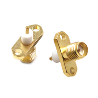For Female RF Brass Connector with 2 Hole Diamond Flange PCB Mount IL4mm PL3mm