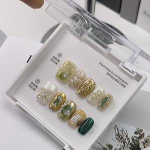 Faux <span class=keywords><strong>ongles</strong></span> en acrylique noir et blanc <span class=keywords><strong>gris</strong></span>, exquis et élégant, avec chaîne de perles d'amour, industrie lourde, Noël, 3D, 10 pièces - Product Image 4