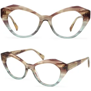 กรอบแว่นตาขนาดใหญ่ผู้หญิงหรูหราอะซิเตทออกแบบแบรนด์แว่นตาเลนส์