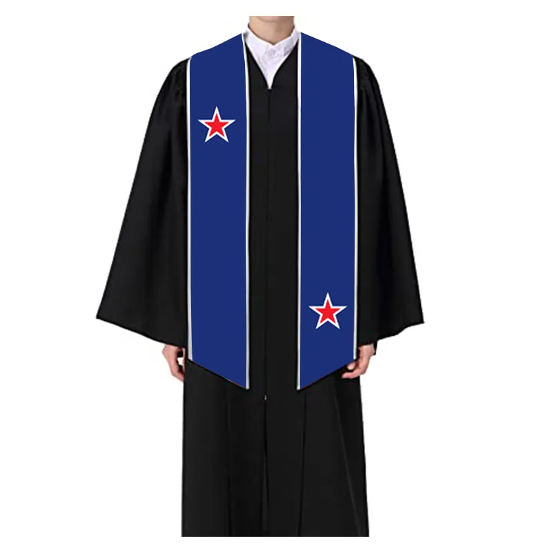 Wholesale oem multi color adult unisex custom printed made long graduation sash stole for international study aboard students