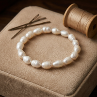 Bracelet en perles baroques, perles d'eau douce, 6 à 8 mm, fermoir plaqué or 18 carats, charme pour femme, vente en gros, logo personnalisé, bijoux avec boîte cadeau