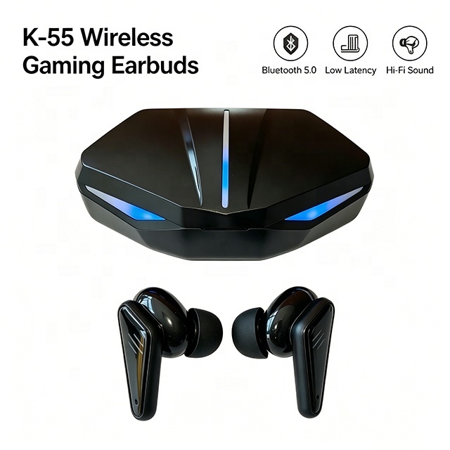 Super Bass True Wireless Earbuds Gaming Low Latency  5.0 In-Ear Headphones with Mic Handsfree for iPhone Android Phones