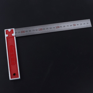 Regla cuadrada de acero con mango de aluminio de 300 mm, base roja, regla angular de metal para herramientas de medición de carpintería - Product Image 1