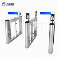 Barrière de contrôle d'accès intelligente à cadre creux pour bureau et bâtiment intelligent, avec lecteur RFID, QR et biométrique, portique pivotant pour piétons