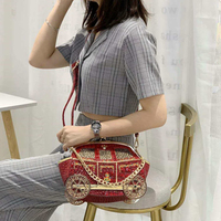 Sac à main de soirée pour femme, design créatif brodé de chariots, tendance, sac à bandoulière unique de niche, dessin animé