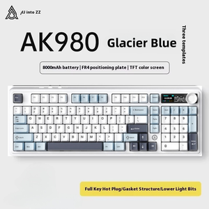Ajazz ak980 Slient chuyển đổi ba-chế độ hot-swappable không dây RGB tùy chỉnh màn hình 8000mAh Bàn phím cơ khí - Product Image 2