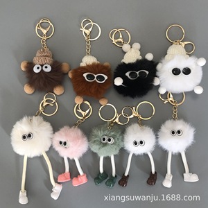 Llaveros de peluche con forma de bola de pelo, 5 cm, portátiles, con forma 3D, imitación de piel de conejo, para bolso, accesorios de coche, decoración de moda juvenil - Product Image 4