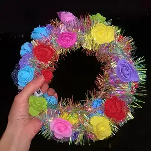 FF804 Groothandel Gloeiende Bloemen Krans Haarband Led Flower Crown Slingers Wedding Holiday Party Licht Bloem Hoofdband