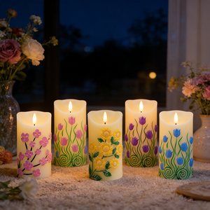 <span class=keywords><strong>Bougie</strong></span> électronique <span class=keywords><strong>LED</strong></span> à motif de fleurs de prunier avec flamme 3D, alimentée par piles, décoration romantique pour Noël et le Nouvel An - Product Image 5