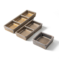 Horeca Esanjoy Plats à condiments carrés de luxe Base de Platon pour vinaigre Assiette à sauces en céramique Ramequin en porcelaine à deux treillis