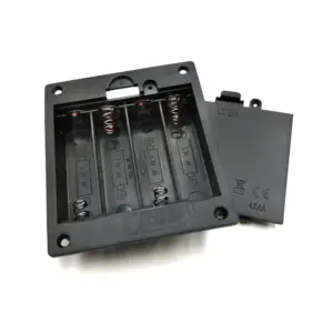 黑白开关带4AA 6v嵌入式电池座aa ABS环保面板安装电池座盒