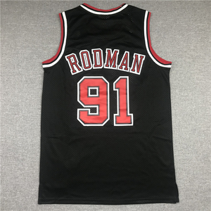 2025 nouveaux Styles Offres Spéciales et de haute qualité basket-ball hommes brodé cousu rouge noir <span class=keywords><strong>maillot</strong></span> #91 <span class=keywords><strong>Dennis</strong></span> <span class=keywords><strong>Rodman</strong></span> Bull Jersey - Product Image 4