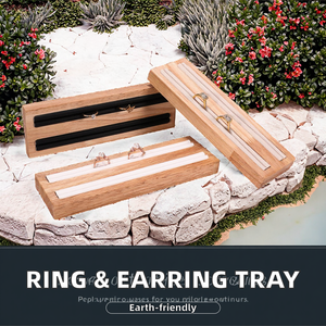 Bandeja de Exhibición de Joyería Poligonal de Madera Ecológica con Forro de Terciopelo para Exhibición y Almacenamiento de Anillos - Product Image 2