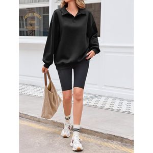 Fisoew Pull tricoté pour femme, col en V, coupe oversize, manches longues, épaules tombantes, style décontracté - Product Image 4
