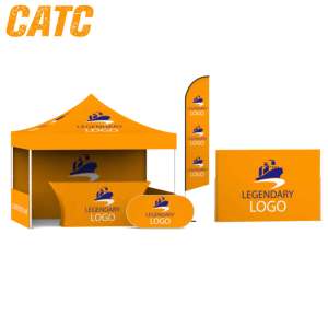 Tenda a baldacchino pieghevole CATC 10x10 con logo personalizzato, MOQ 1 pezzo, alta qualità, impermeabile, con pareti laterali e bandiere, per esterni e interni, per fiere ed eventi - Product Image 1