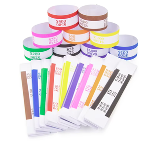 Sangles à monnaie en papier 8 couleurs assorties avec design auto-adhésif pour un emballage sécurisé des billets, 360 pièces, promotionnelles - Product Image 1
