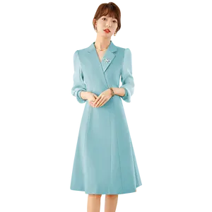 Wholesale Elegant Women's Office Dresses Breathable Fashion Soft Lady Business Long Sleeve Casual Blazer Dress