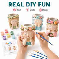 Kit de Vases en Céramique Écologiques DIY en Gros, Figurine Fille Nordique, Peignez Votre Propre Pot de Fleurs, Motif Dessin Animé, 6 Peintures Pastel pour