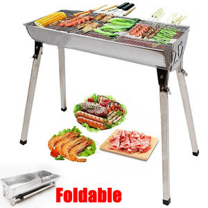 Barbecue pliant en acier inoxydable au charbon de bois <span class=keywords><strong>pour</strong></span> plus de 5 personnes, facile à assembler et à <span class=keywords><strong>nettoyer</strong></span>, idéal <span class=keywords><strong>pour</strong></span> <span class=keywords><strong>les</strong></span> voyages, l'extérieur, le jardin et la terrasse - Product Image 1