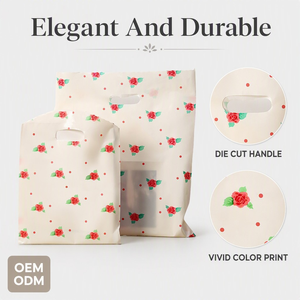 HDPE Plastic Cutout Handle Shopping <b>Bags</b> Custom Printed Stock Ready Heavy Duty Puncture Resistant Economical Farmers Market - Product Image 2