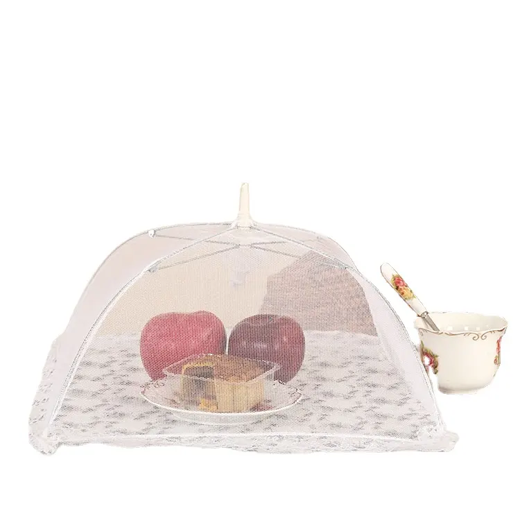 White Foldable Portable Fly Net Mesh Food Cover With Logo Printing