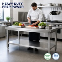 Table de nettoyage de poisson en acier inoxydable de qualité commerciale, station de préparation de fruits de mer robuste pour l'extérieur avec égouttoir, vente directe d'usine OEM