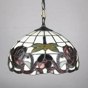LongHuiJing 12 Inch European Stained Glass Rose Style Tiffany Pendant <b>Light</b> - Product Image 2