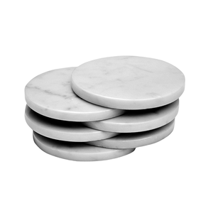 Sous-verres ronds en marbre blanc moderne de 10 cm, de haute qualité, réutilisables, écologiques, personnalisables, pour la maison et les restaurants - Product Image 1