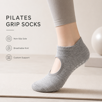 Chaussettes personnalisées brodées mignonnes en coton bambou et élasthanne, antidérapantes avec points en silicone, respirantes et à séchage rapide, idéales pour le yoga et le pilates, collection automne