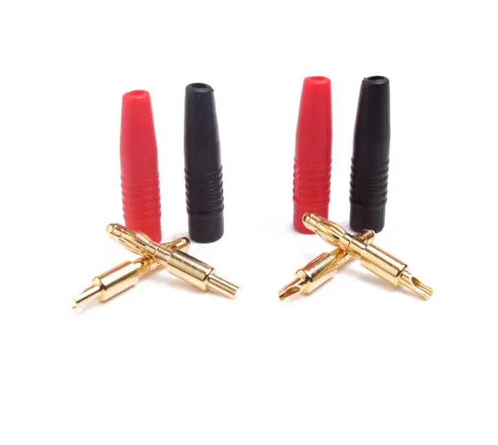 Hot-Selling Stocked 4pcs New 4mm Plugs Gold Plated Musical Speaker Cable Wire Pin Banana Plug Connector For Spearker