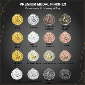 Medalla Deportiva con Forma de Pirámide Chapada en Oro, con Diseño de Silueta de Jugador Personalizable y Cinta Azul Claro - Product Image 3