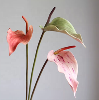 Fleur d'Anthurium Artificielle Géante en Gros, Toucher Réel, 19cm, en Colle Souple, pour Décoration de Mariage (Fleur Unique)