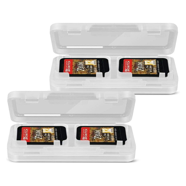 HOXC 4 in 1 Game Cards Memory Cards Case Holder Box  Compatible With Nintendo Switch Color Black Transparent