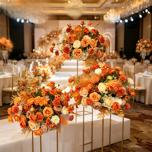 Orange Handmade Bohemian Silk Floral Ball <b>Artificial</b> Centerpiece Wedding Event Table Decoration - Product Image 1